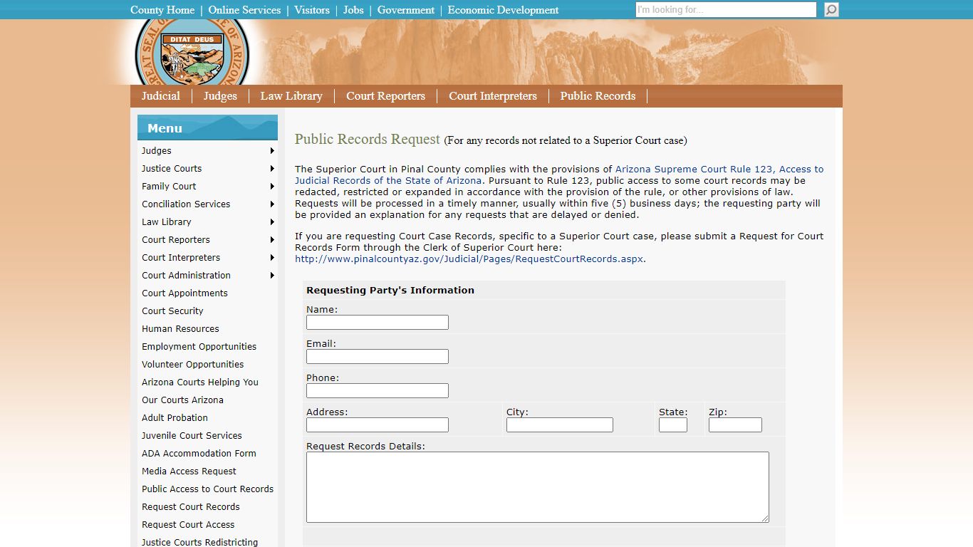 Public Records Request - Pinal County